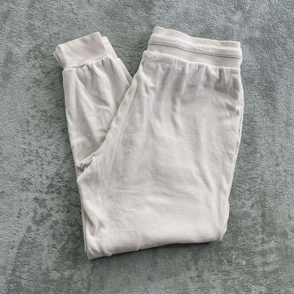 Barefoot Dreams Malibu Collection Joggers Womens Medium Brushed Fleece Sand Dune